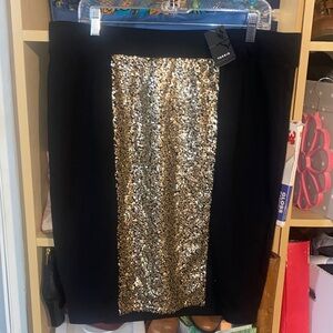 torrid Black Pencil Skirt with Gold Sequin Center Panel